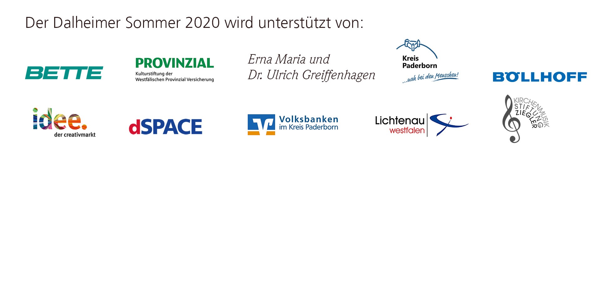 Logos der Förderer des Dalheimer Sommers 2020 Logos der Förderer des Dalheimer Sommers 2020